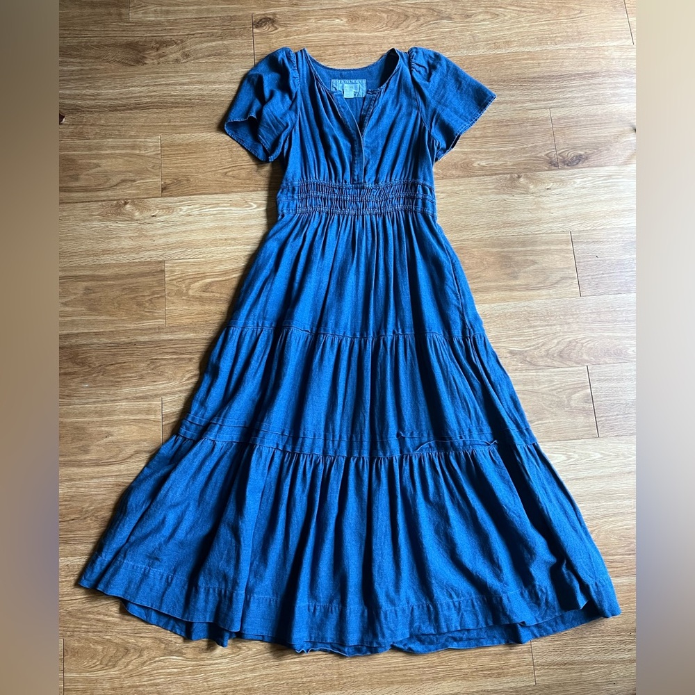 Maeve Anthropologie Somerset Maxi Dress Chambray Small